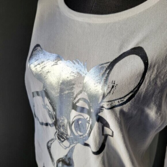 Elissia Italy Metallic Silver Bambi Print Top NWT Sz Medium - Picture 5 of 12